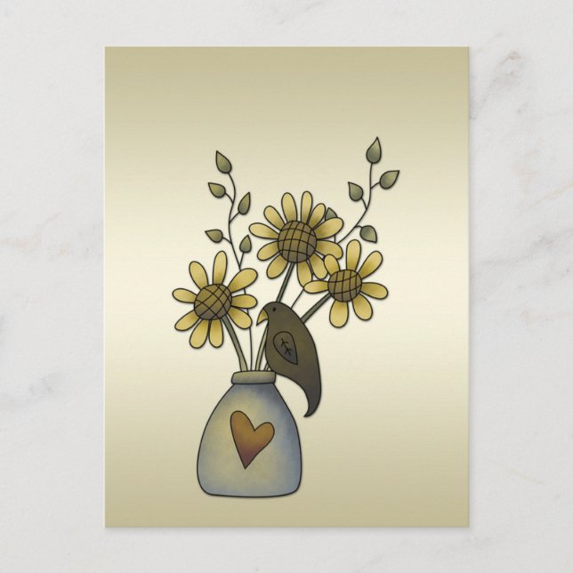 Postal Cuervos primitivos girasoles  (Anverso)