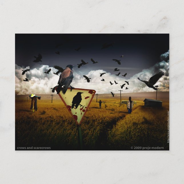 Postal cuervos y espantapájaros (Anverso)