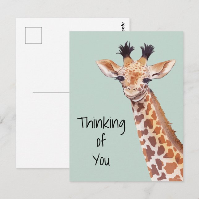 Postal Cuesta Giraffe Pensando En Ti (Anverso / Reverso)