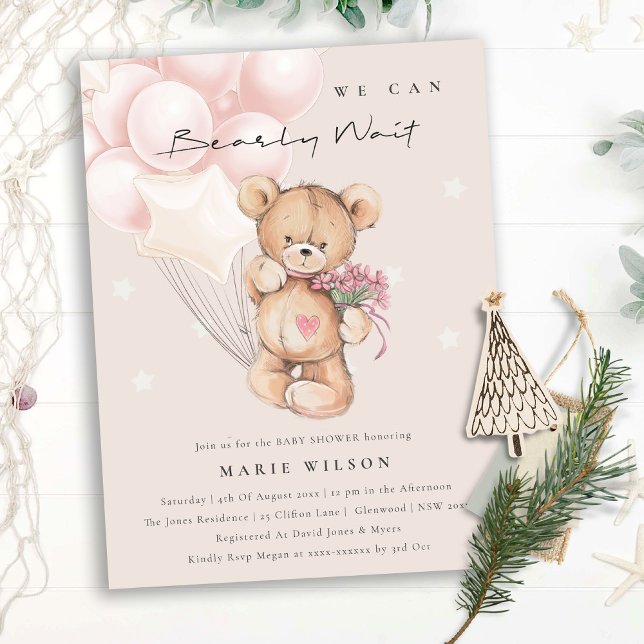Postal Cuestionado Rubor Bear Bearly Wait Balloon Baby Sh (Subido por el creador)