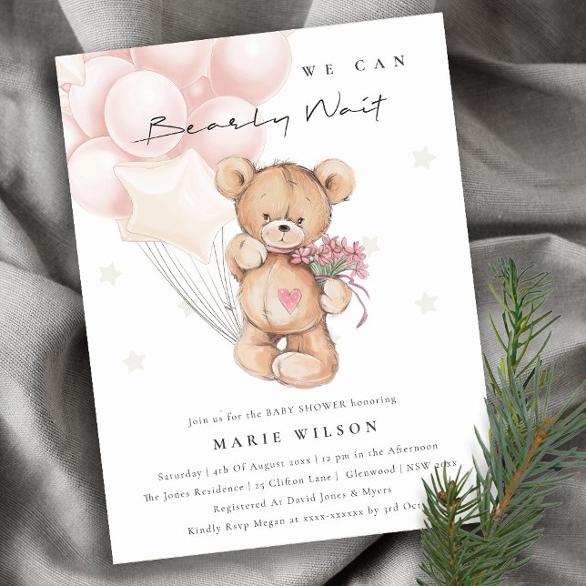 Postal Cuestionado Rubor Bear Bearly Wait Balloon Baby Sh (Subido por el creador)
