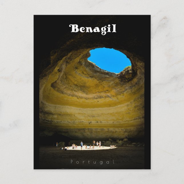 Postal Cueva de Benagil - Algarve de arte de viajes (Anverso)
