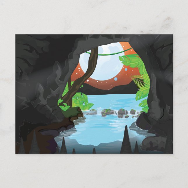 Postal Cueva de selva tropical (Anverso)