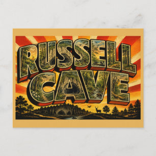 Postal Cueva Russell Alabama Bosque Cueva Arte Vintage