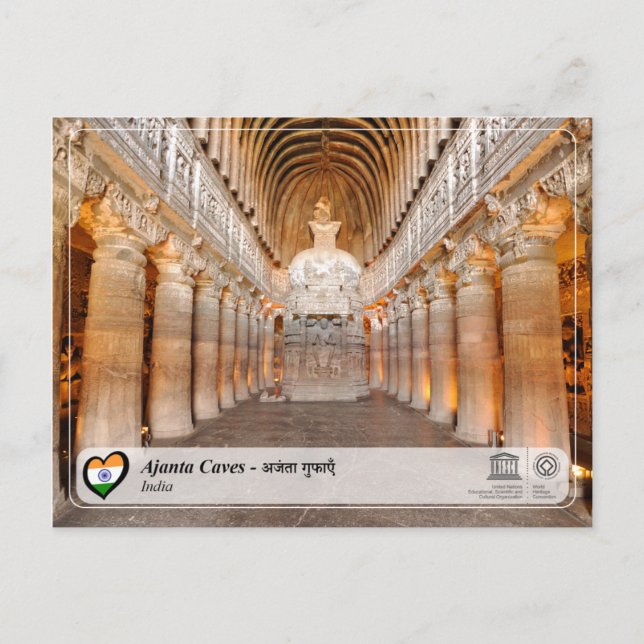 Postal Cuevas de Ajanta (Anverso)