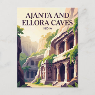Postal Cuevas de Ajanta y Ellora India