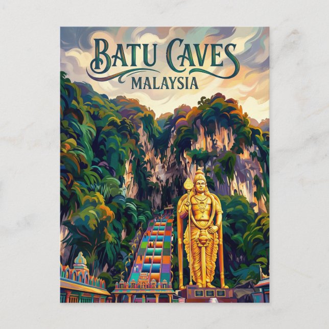 Postal Cuevas de Batu Malasia (Anverso)