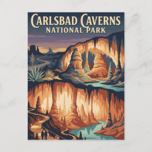Postal Cuevas de Carlsbad Cartel Antiguo de Nuevo México