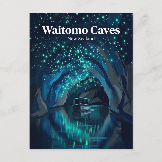 Postal Cuevas de luciérnagas de Waitomo Nueva Zelanda (Anverso)