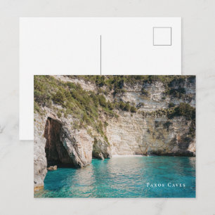 Postal Cuevas de Paxos Grecia Costera