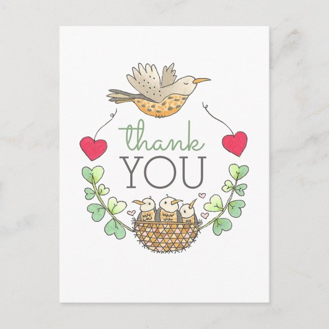 Postal Cuidad de nido de aves gracias (Anverso)