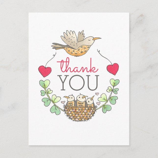 Postal Cuidad de nido de aves gracias (Anverso)