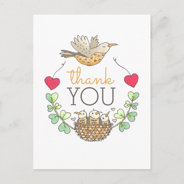Postal Cuidad de nido de aves gracias (Anverso)