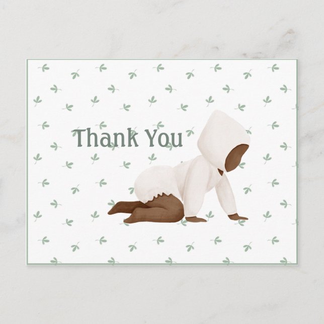 Postal Cuidada acuarela Bebé Simple Gracias Postcard (Anverso)