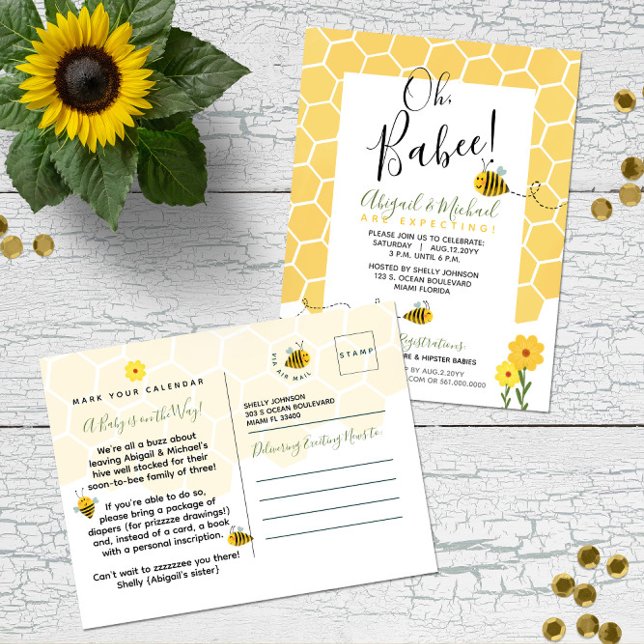 Postal 👶 🐝 Cuidada acuarela Bumble Bee Presupuesto Baby (Subido por el creador)