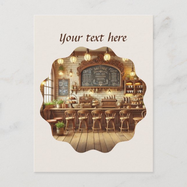 Postal Cuidada añada su café de texto (Anverso)