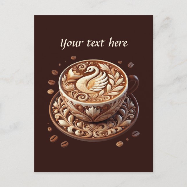 Postal Cuidada añada su café de texto (Anverso)