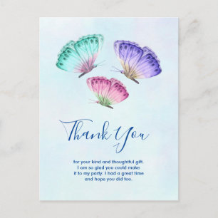 Postal Cuidada colorida mariposas acuáticas Gracias
