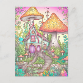 Postal Cuidada Colorida Psicodelia Mushrooms Art