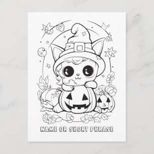 Postal Cuidada Halloween Kitty Color tu propio