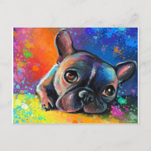 Postal Cuidada pintura de Bulldog francesa Svetlana Novik