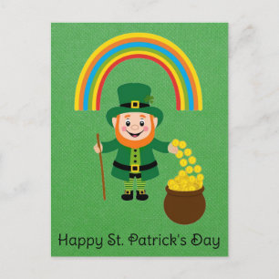 Postal Cuidada St Patricks Día Leprechaun Grano de Oro Ar