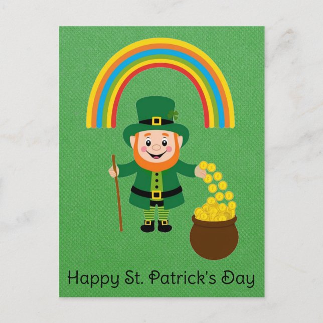 Postal Cuidada St Patricks Día Leprechaun Grano de Oro Ar (Anverso)
