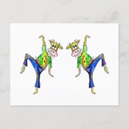 Postal Cuidada y caprichosa vaca bailarina