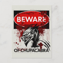 Postal Cuidado con el cartel de Chupacabra