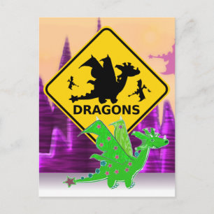 Postal Cuidado con el dragón Rótulo Personalizado 