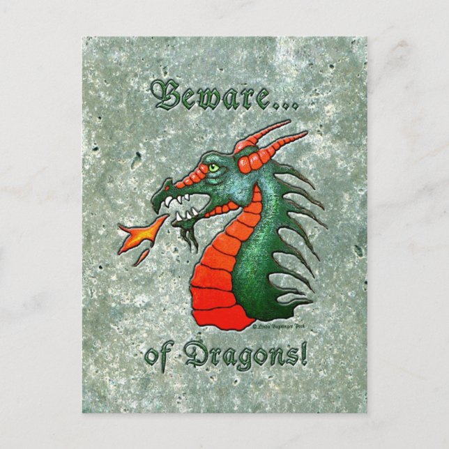 Postal Cuidado con el fondo de la mirada de piedra de los (Anverso)