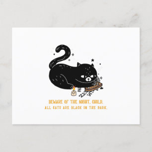 Postal Cuidado con la noche, niño. Todos los gatos son ne