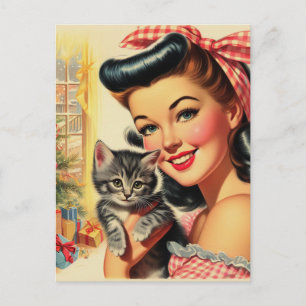 Postal Cuidado Kitten Vintage Pin Up