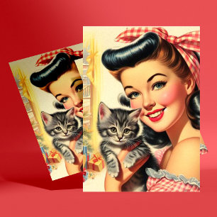 Postal Cuidado Kitten Vintage Pin Up