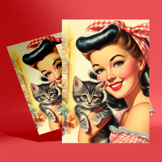 Postal Cuidado Kitten Vintage Pin Up