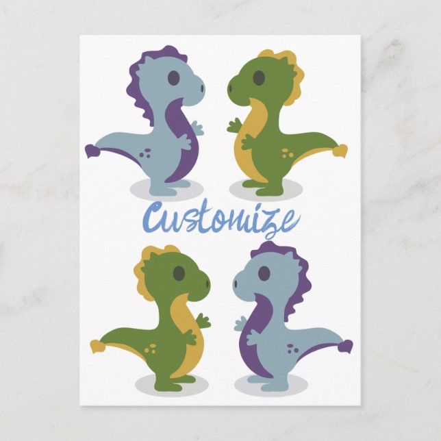 Postal Cuidado par de dinosaurios Thunder_Cove (Anverso)