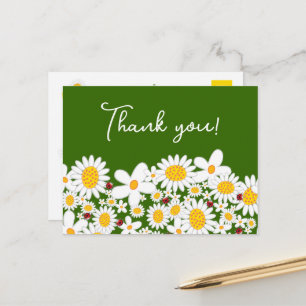 Postal Cuidados Daisies Blancos y Ladybugs Whimsical Grac