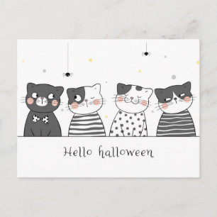 Postal Cuidados gatos de Halloween