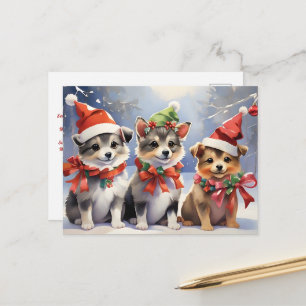 Postal Cuidados Navidades cachorros con Santa Sat