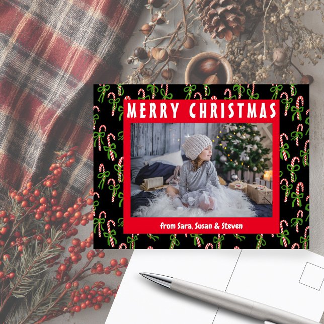 Postal Cuidados Navidades Candy Canes PERSONALIZADO de va (Cute Christmas Candy Canes Xmas Holiday CUSTOM Postcard
)