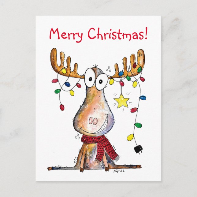 Postal Cuidados Navidades caprichosos Moose (Anverso)