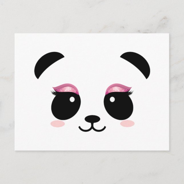 Postal Cuidados ojos rosados panda (Anverso)