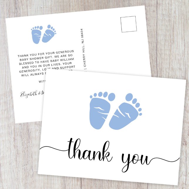 Postal Cuidados pies de bebé niño ducha Gracias (Subido por el creador)
