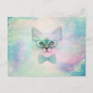Postal Cuidados y adorables acuarelas gafas de gafas de g