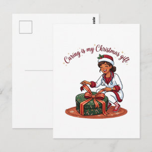 Postal Cuidar es mi regalo de Navidad Enfermera