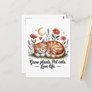 Postal Cultiva Plantas que las Mascotas Gatos Aman Vida L