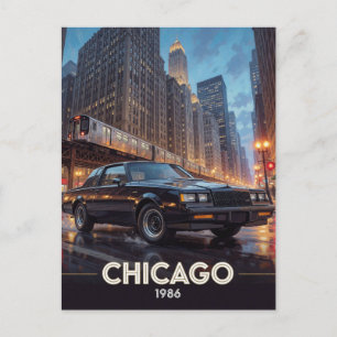 Postal Cultura de la carretera nocturna de Chicago 1986 I