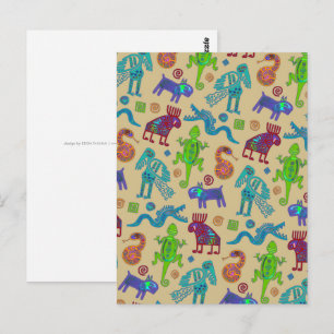 Postal Cultura Mexicana Africana Patrón Tribal Primitivo 