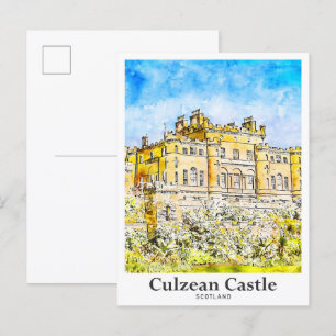 Postal Culzean Castle Scotland Travel Watercolor