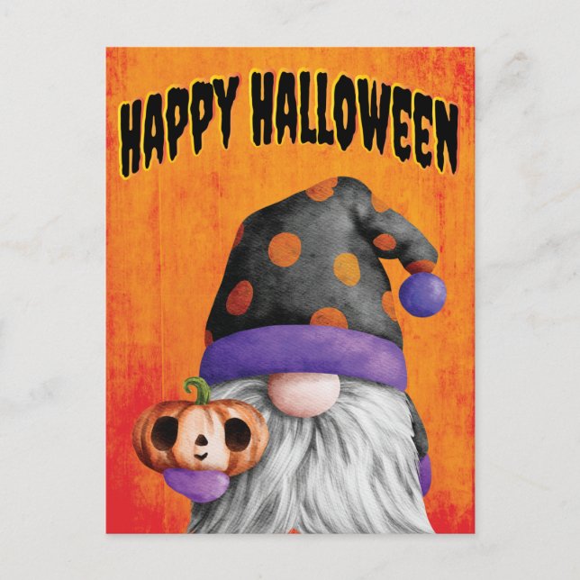 Postal Cumpkin Gnome Feliz Halloween (Anverso)